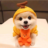Fruit Dog Clothes Two-legged Hooded Outfits Green Fleece Clothing Autumn Winter Hoodies Essential Dog