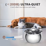 304 Stainless Steel Pet Water Fountain 4L/135 Oz with Faucet Silent Filter Automatic Dog Water Fountain Live Water Circulation