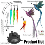 2 Wands with Base & 6 Feather Interactive Cat Toy Set