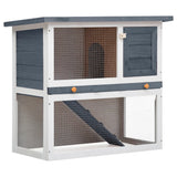 NNEVL Outdoor Rabbit Hutch 1 Door Grey Wood NNEVL