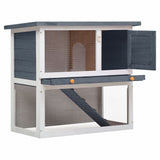 NNEVL Outdoor Rabbit Hutch 1 Door Grey Wood NNEVL