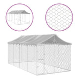 NNEVL Outdoor Dog Kennel with Roof Silver 3x6x2.5 m Galvanised Steel NNEVL