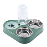 500ML Dog Bowl Cat Feeder Bowl With Dog Water Bottle Automatic Drinking Pet Bowl Cat Food Bowl Pet Stainless Steel Double 3 Bowl OBA