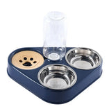 500ML Dog Bowl Cat Feeder Bowl With Dog Water Bottle Automatic Drinking Pet Bowl Cat Food Bowl Pet Stainless Steel Double 3 Bowl OBA