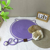 NNEDSZ 3 Pcs Grey Durable Cat Scratching Mat with Attached Toy Ball - Washable and Multi-Functional, Ideal for Cats' Scratching and Sleeping - 50cm Diameter NNEDSZ