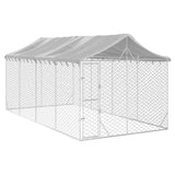 NNEVL Outdoor Dog Kennel with Roof Silver 3x6x2.5 m Galvanised Steel NNEVL