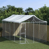 NNEVL Outdoor Dog Kennel with Roof Silver 3x6x2.5 m Galvanised Steel NNEVL