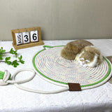 NNEDSZ 3 Pcs Grey Durable Cat Scratching Mat with Attached Toy Ball - Washable and Multi-Functional, Ideal for Cats' Scratching and Sleeping - 50cm Diameter NNEDSZ