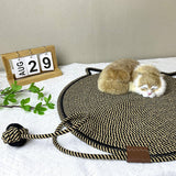 NNEDSZ 3 Pcs Grey Durable Cat Scratching Mat with Attached Toy Ball - Washable and Multi-Functional, Ideal for Cats' Scratching and Sleeping - 50cm Diameter NNEDSZ